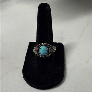 Turquoise Stone Silver Ring - Women's Statement Ring